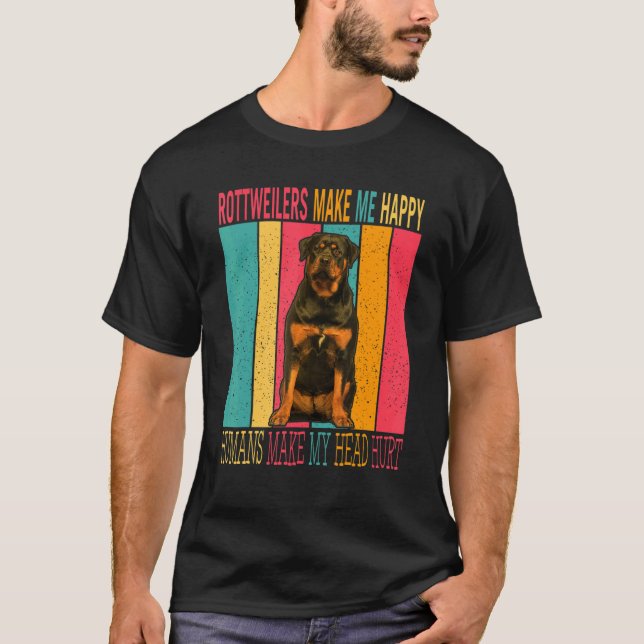 Camiseta Retro Rottweilers Vintage Fazem Humanos Felizes Fa (Frente)