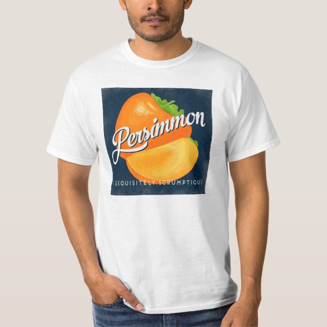 Camiseta Retro Rótulo da Fruta da Vintagem do Persimmon (Frente)