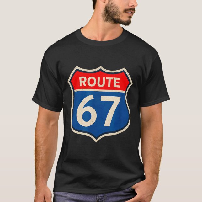 Camiseta Retro Route 67 Meme Six Seven Aura Energy Number 6 (Frente)
