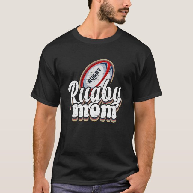 Camiseta Retro Rugby Mamãe Esporte Mãe Para O Dia Da Mãe (Frente)