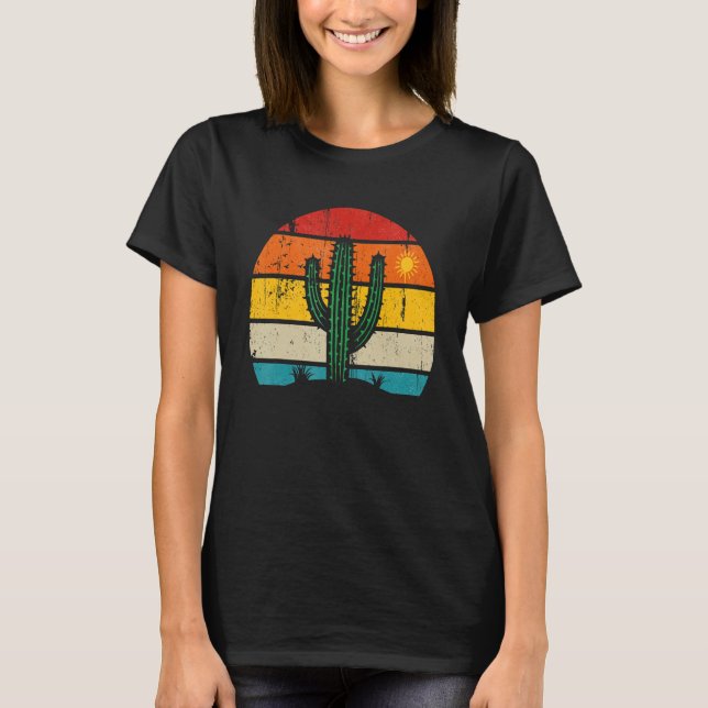 Camiseta Retro Saguaro Cactus Cactus Sunset Opuntia Cactace (Frente)