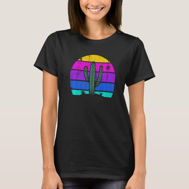Camiseta Retro Saguaro Cactus Cactus Sunset Opuntia Cactace (Frente)