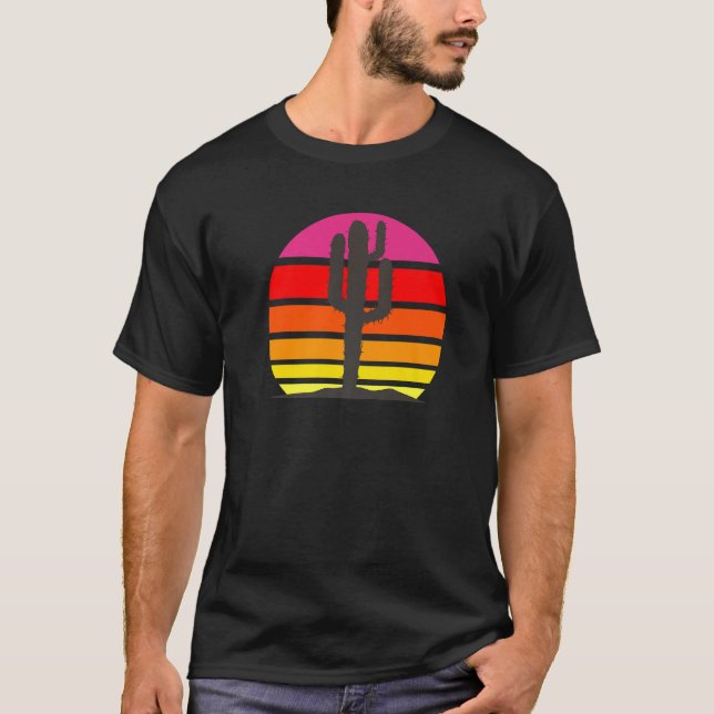 Camiseta Retro Saguaro Sunset  Cactus Opuntia Cactaceae (Frente)