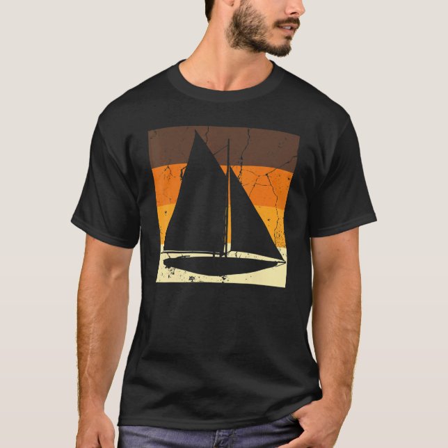 Camiseta Retro Sailboat Skipper Ship Catamaran Yacht Sail S (Frente)