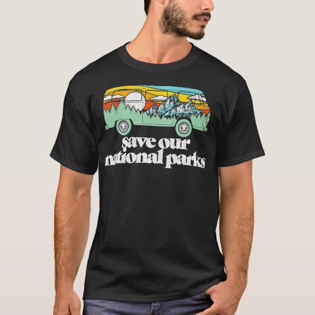 Camiseta Retro Salve Nossos Parques Nacionais Hippie Van Mo (Frente)