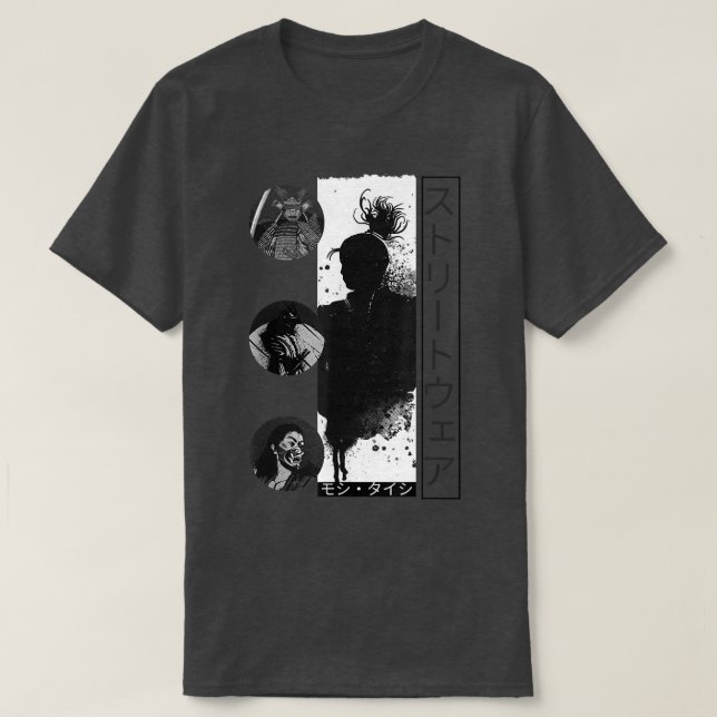 Camiseta Retro Samurai guerreiro código bushido japonês esp (Frente do Design)