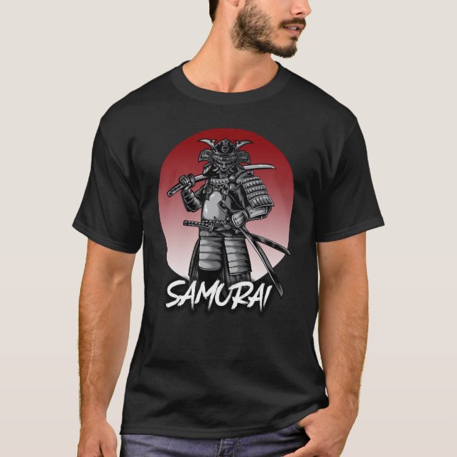 Camiseta Retro Samurai Honrado Perfeito - Preto e Branco (Frente)
