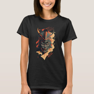 Camiseta Retro Samurai Máscara Tradicional do Guerreiro Jap