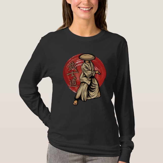 Camiseta Retro Samurai Warrior com Katana - Japonês (Frente)