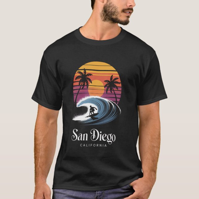 Camiseta Retro San Diego California Beach Vibes Summer Brea (Frente)