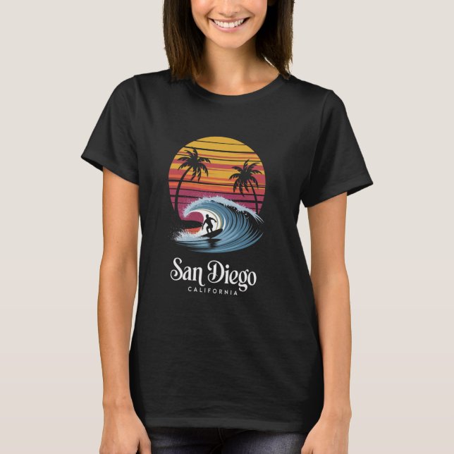 Camiseta Retro San Diego California Beach Vibes Summer Brea (Frente)