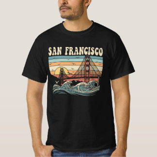 Camiseta Retro San Francisco Golden Gate Bridge Sunset 