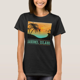 Camiseta Retro Sanibel Island Florida Tropical Sunset Beach
