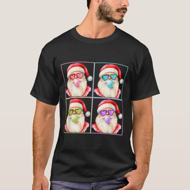 Camiseta Retro Santa Blowing Bubble Gum P Art Sungles Chris (Frente)