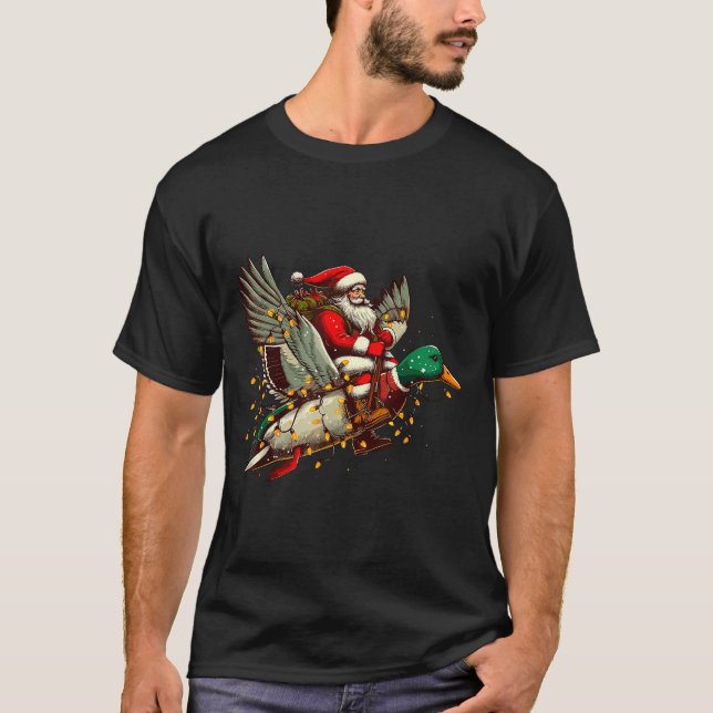 Camiseta Retro Santa Mallard Duck Christmas Hunting Season  (Frente)