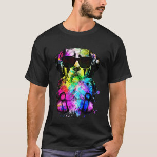 Camiseta Retrô Santo Bernard Dog Retrato com Headphon