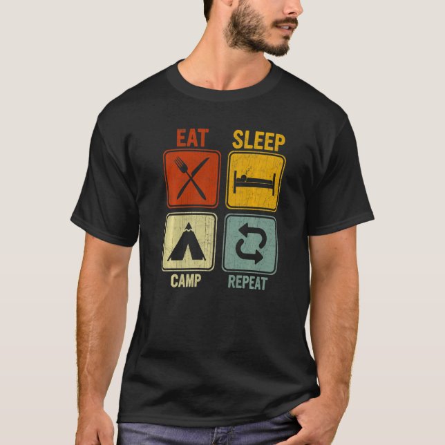 Camiseta Retro Sarcástico Para Acampamento De Sono De Campa (Frente)
