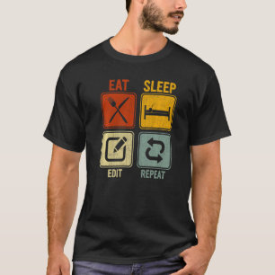 Camiseta Retro Sarcástico para Editor Comer Repetição de Ed