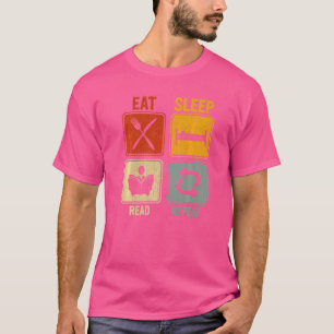 Camiseta Retro Sarcástico para Leitor Comer Repetição de Le