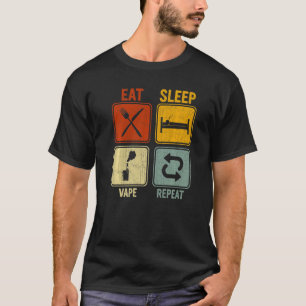 Camiseta Retro Sarcástico Para Vape Comendo Sleep Repetir