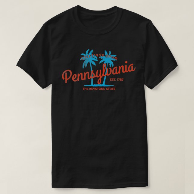 Camiseta Retro Saudações do Premium Tropical da Pensilvânia (Frente do Design)
