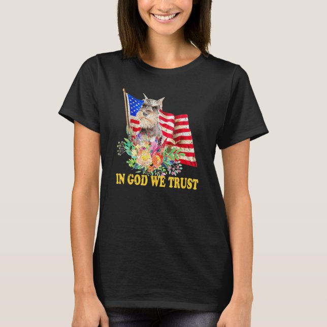 Camiseta Retro Schnauzer Us Flag In God We Trust July 4th U (Frente)