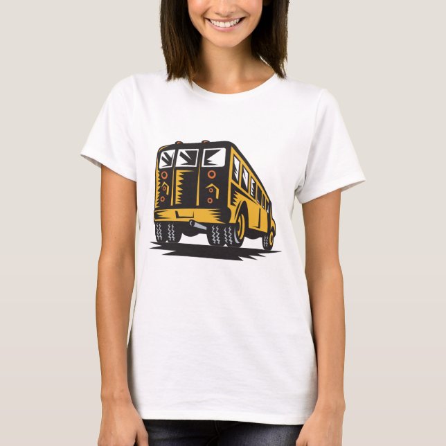 Camiseta Retro School Bus Vintage Amarelo (Frente)