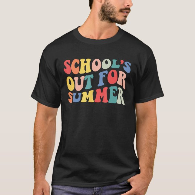 Camiseta Retro School está Fora para Férias de Verão no Ver (Frente)