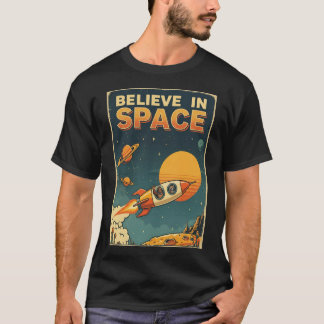 Camiseta Retro Sci-Fi Bigfoot Raccoon Believe In Space
