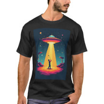 Retro Sci Fi Cartoon Navio Foguete e Golfer