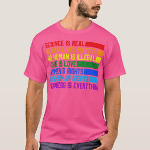 Camiseta Retro Science É Real Blm Women Rights Love Lgbt F