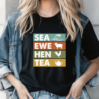 Camiseta Retro Sea Ewe Hen Tea Funny Joke Men Women