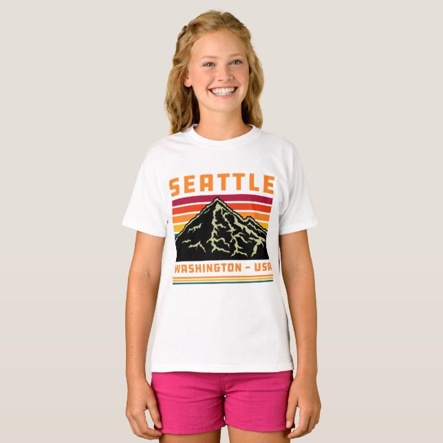 Camiseta Retro Seattle Estado de Washington Souvenir Mounta (Frente Completa)