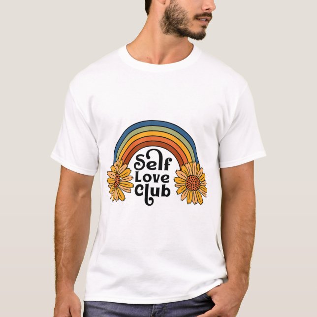 Camiseta Retro Self Love Club Sunflower Rainbow Mental Heat (Frente)
