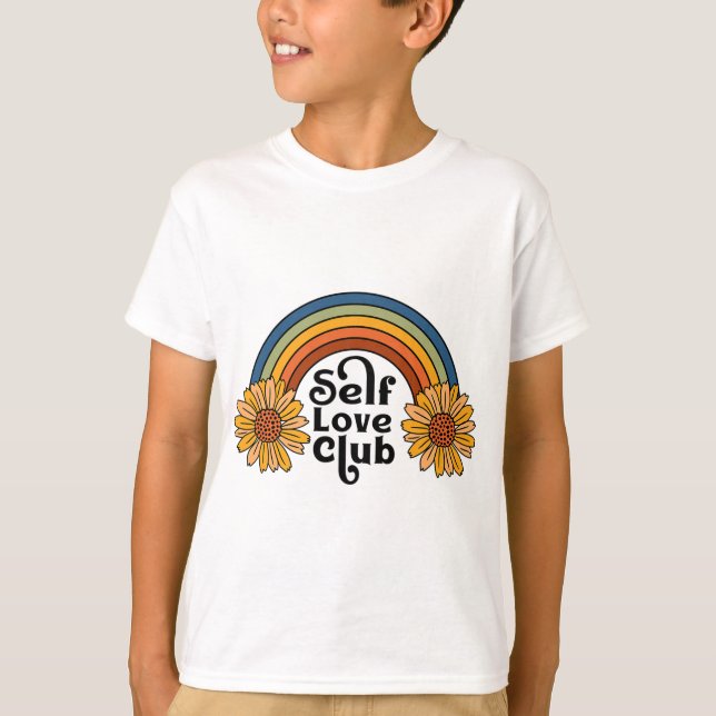 Camiseta Retro Self Love Club Sunflower Rainbow Mental Heat (Frente)