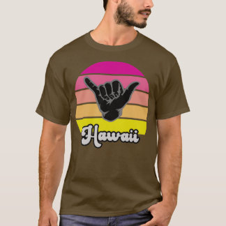 Camiseta Retro Shaka Aloha Hawaiian Hang Loose Sinal de Mão