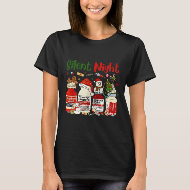 Camiseta Retro Silent Night Xmas Nurse Christmas Doctor Er  (Frente)