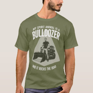 Camiseta Retro Silhueta de Motorista de Bulldozer Minimalis