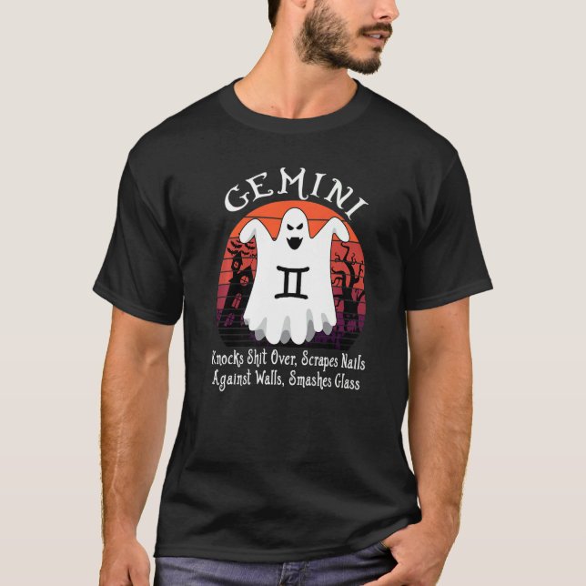 Camiseta Retro - Símbolo Zodíaco Gemini Figurino Halloween (Frente)