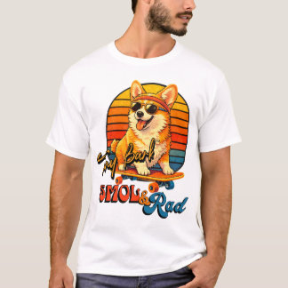 Camiseta Retro Skate Corgi – Tony Bark™ – Smol & Rad 