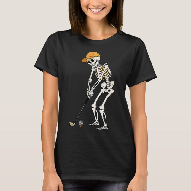 Camiseta Retro Skeleton Golf Halloween Golfer Player F (Frente)