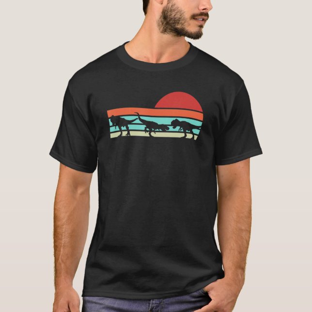 Camiseta Retro Skeletur Dinossaur Sunset T Rex Future Paleo (Frente)