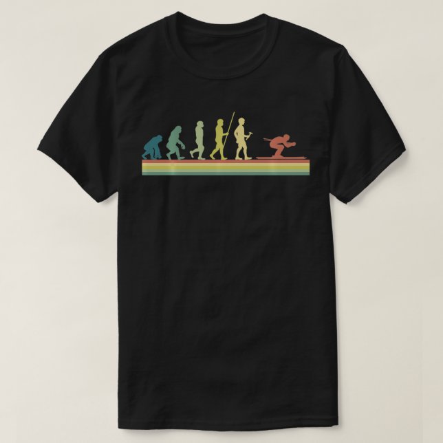 Camiseta Retro Ski Human Evolution Funny Gift Skiier (Frente do Design)