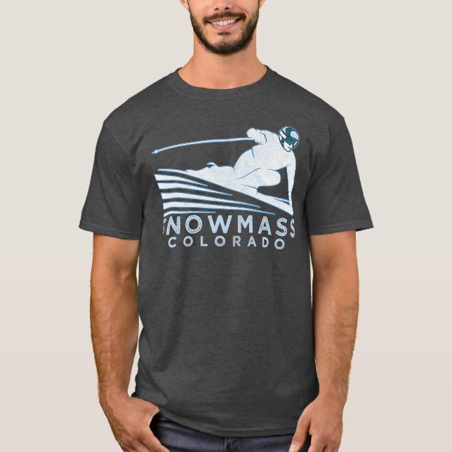 Camiseta Retro Ski Snowmass Colorado Ilustração Neve (Frente)