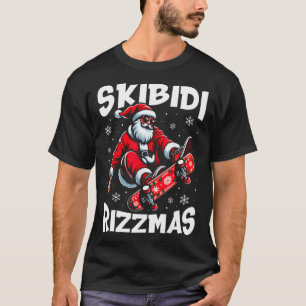 Camiseta Retro Skibidi Rizzmas Papai Noel Engraçado Patinaç