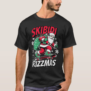 Camiseta Retro Skibidi Rizzmas Santa Clause Conselho de Pé
