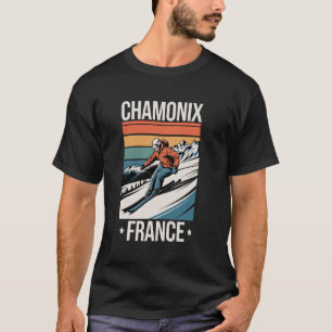 Camiseta Retro Skiing Chamonix França, Esqui Francês de Mon