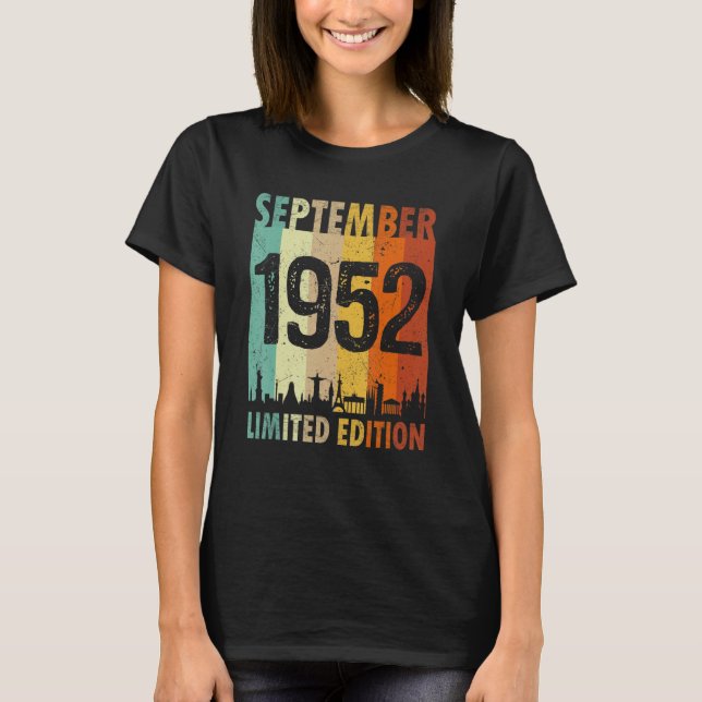 Camiseta Retro Skyline, setembro de 1952, 70 Aniversário (Frente)