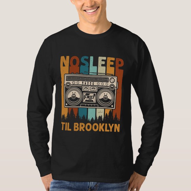 Camiseta Retro Sleep Til Brooklyn Shirt Old School Portable (Frente)