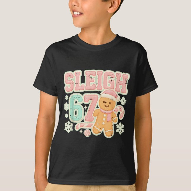 Camiseta Retro Sleigh 67 Gingerbread Christmas Six Seven Me (Frente)